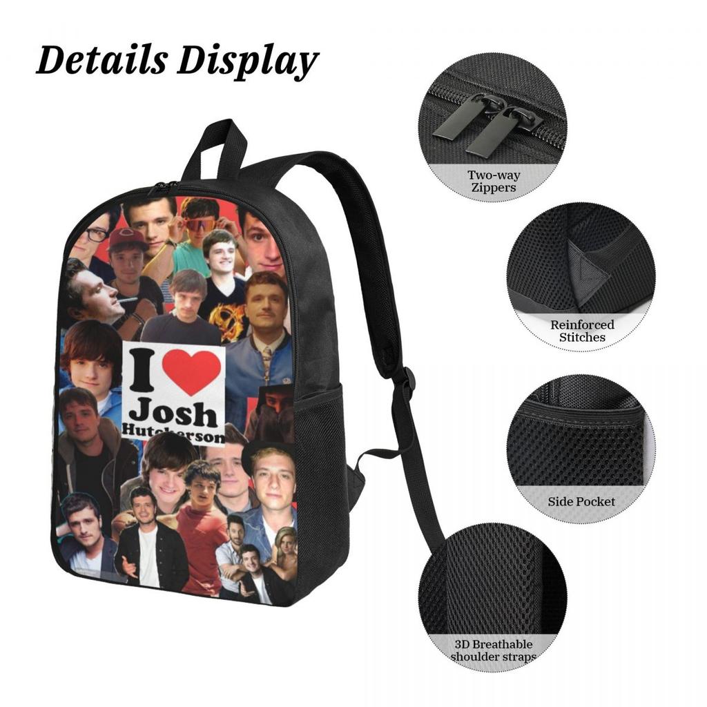 Josh Hutcherson Kids Backpack Lunch Box Pen Bags for Boys Girls Backpacks Schoolbag Bookbag Set