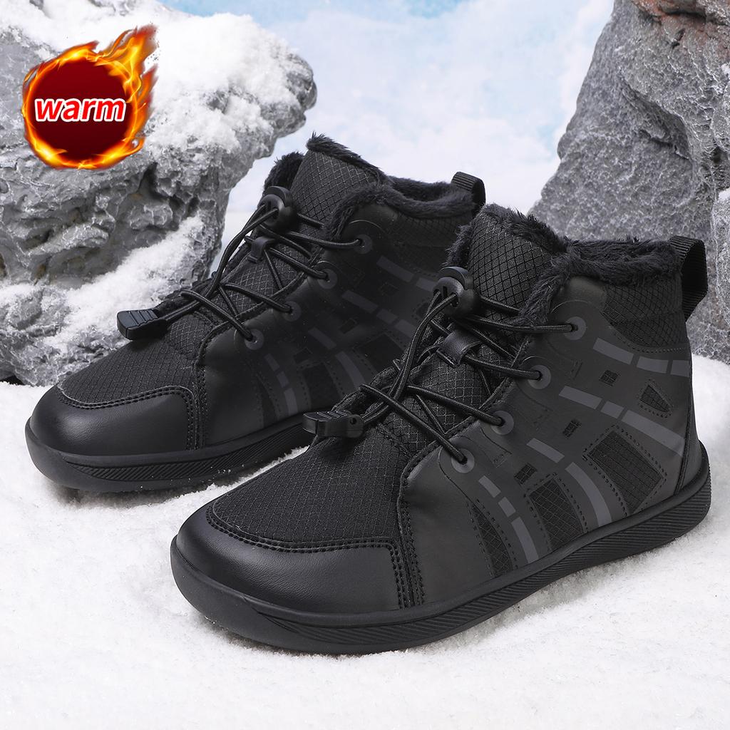 Kinder Schneestiefel mit breiter Zehenpartie, Plüsch-Baumwollschuhe, Jungen Mädchen High-Top Stiefel, Winter Outdoor Wanderschuhe, Warme Freizeitschuhe