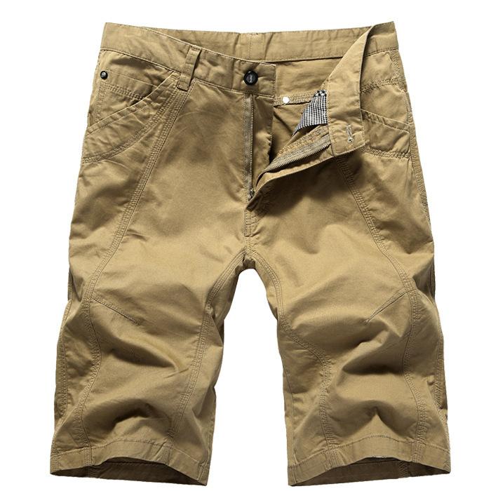 Mens Cargo Shorts Fashion Zipper Pocket Summer Cotton Shorts Hiking Jogger Elastic Waist Sports Shorts