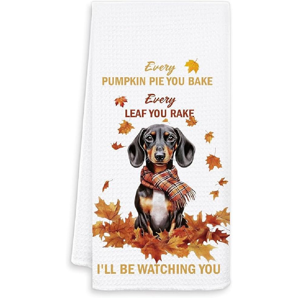 Fall Pumpkin Cow Kitchen Towels, Rustic Farm Animal Floral Pumpkin Dish Tea Towel for Kitchen Decor, Farmhouse Fall Autumn Hand Towels for Bathroom