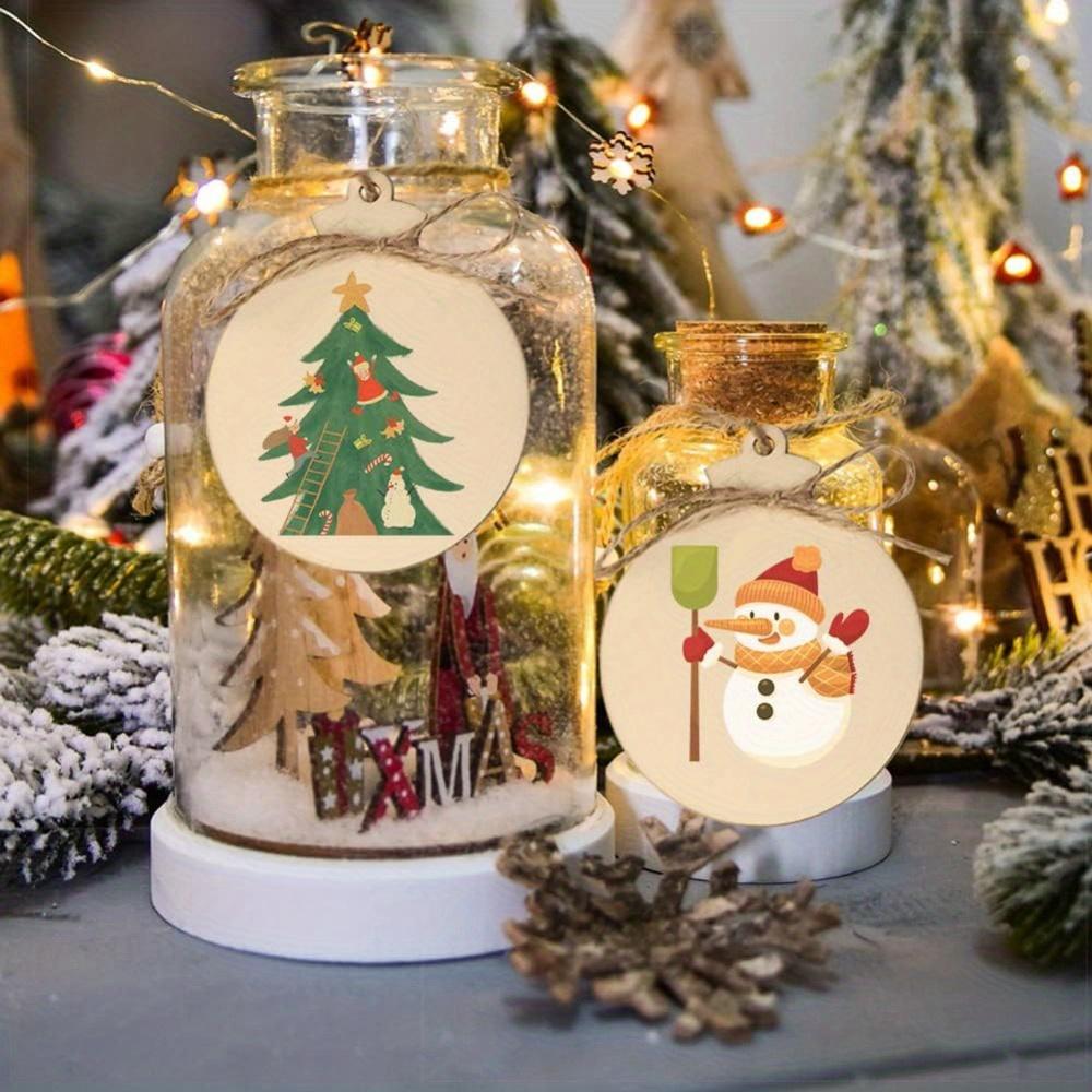 30 Stück DIY Natürliche Holzscheiben Basteln Weihnachtsdekorationen, Halloween Party Ornamente, Hängende Holzbaum Wohnaccessoires