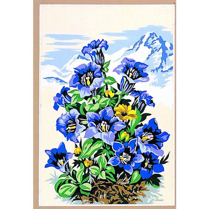 Antique Canvas Purple Mountain Flowers 30x40cm