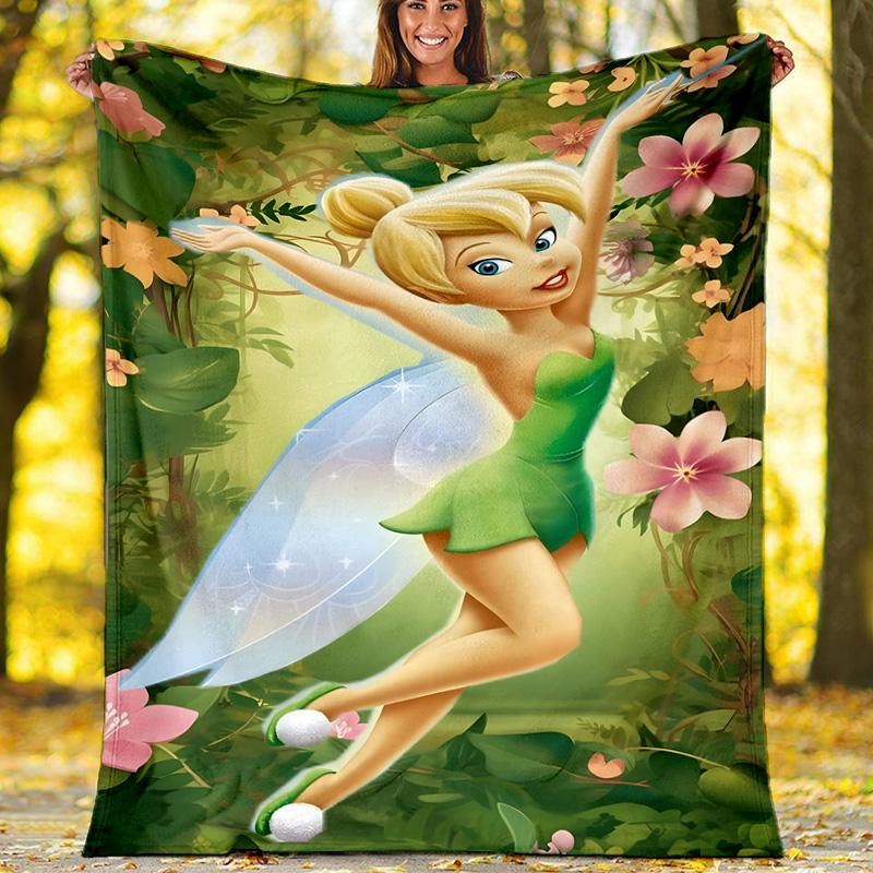 1pc T-Tinkerbell2 Theme Blanket - Digital Print, Polyester, Cozy for All Seasons, Perfect for Outdoor, and Travel