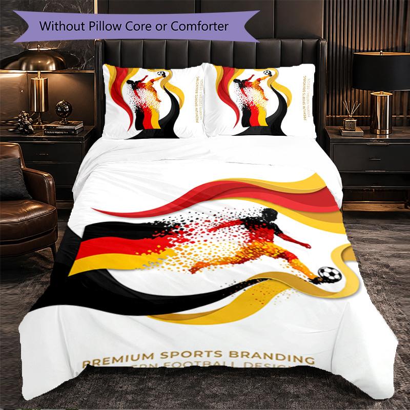 Germany Football Pattern 3 Pieces Bedding Set Soft Microfiber Duvet Cover with Pillow Cases for Bedroom