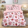 Strawberry Girl Bedding Set for Adult Kids,Cute red strawberry doll Duvet Cover Set with Pillowcases 50x75cm Multiple sizes