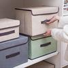 Linen-Like Fabric Storage Box Foldable Storage Box For Books And Toys Dustproof Storage Box With Lid