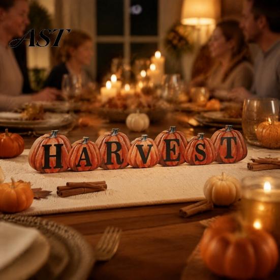 Lighted Fall Decorations for Home Thanksgiving LED Tabletop Decor, Maple Leaf Harvest Themed Wooden Desktop Centerpiece Centerpiece, Autumn
