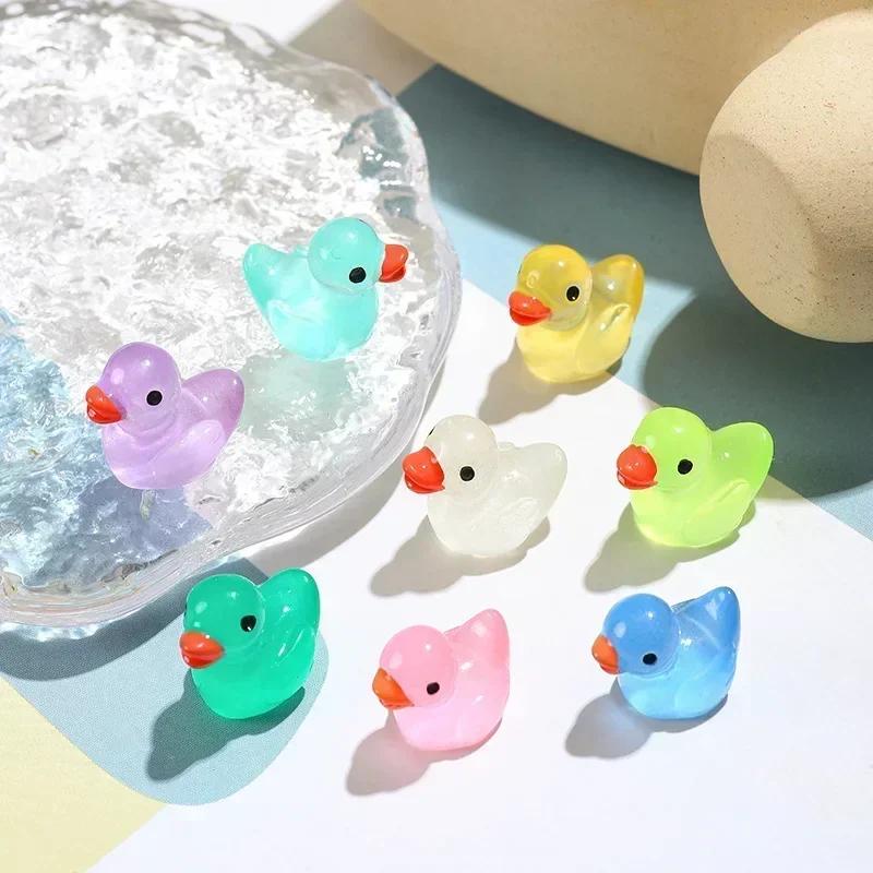 Mini Duck Glow At Night Miniature Figurines Cute Fairy Garden Decoration Luminous Swan Duck Desk Ornaments Dollhouse Crafts DIY