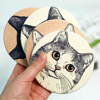 Dessous de verre ronds en céramique en forme de chat, absorbants et isolants, antidérapants, pour table, boissons, café, accessoires de cuisine