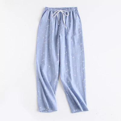 Spring Couples Cotton Gauze Sleep Pants Ladies Home Tie Pajama Pant Bottom Pants Sleeping Pants Woman Pajama Bottoms