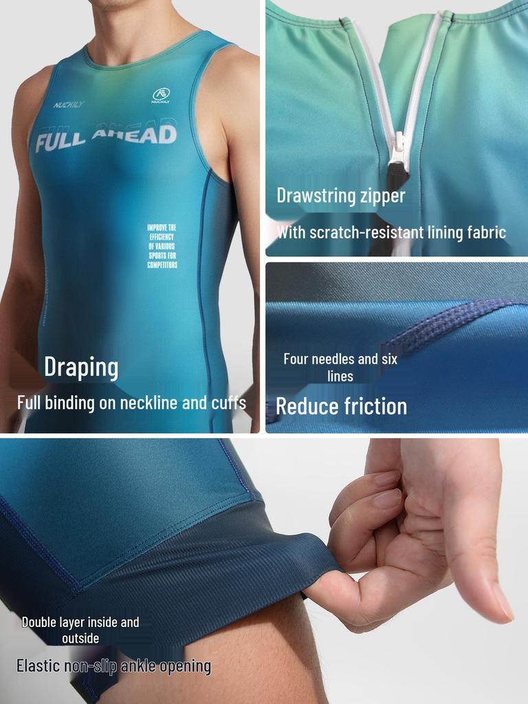 Combinaison de triathlon pour jeune homme: Tenue de compétition une pièce pour le cyclisme, la natation, la course à pied