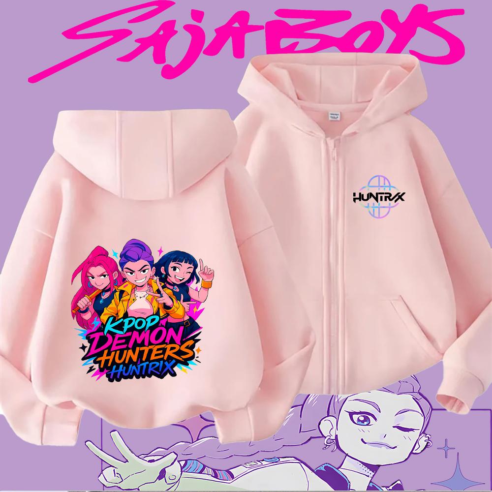 

Hoodies Sweatshirts Girls Children s Fashion Zip-up Hoodie Cartoon Print Pattern Casual Sweatshirt 110