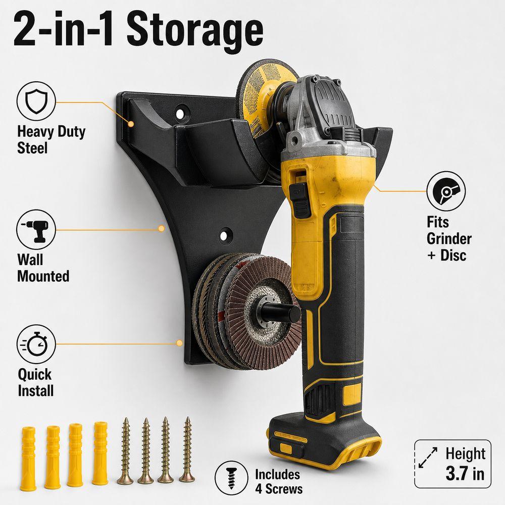 Space Saving Angle Grinder Holder Wall Mounted Tool Storage Rack Workshop Storage