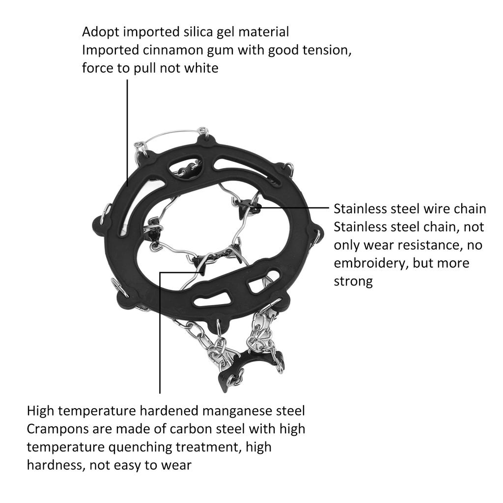 2Pcs Ice Traction Cleats Anti Skid Shoe Crampon Cover Snow Grips with 8 Spikes for Hiking Walking Mountaineering