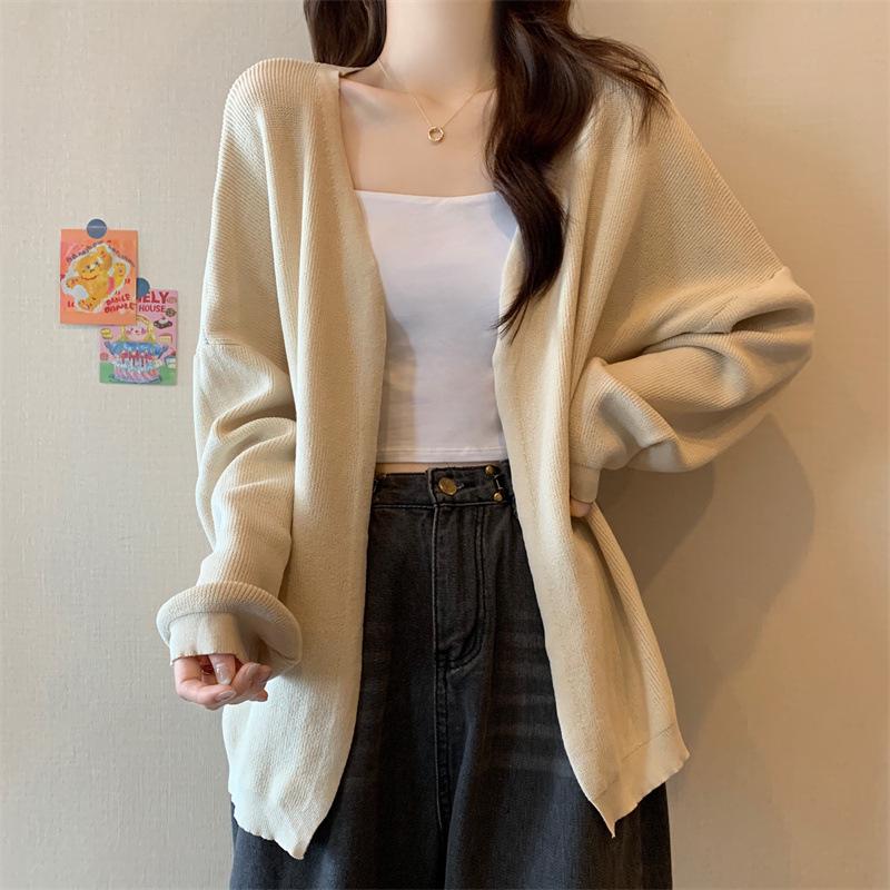 Plus Size Textured Knit Cardigan – Loose Fit, Versatile for Spring/Autumn 2026 3XL