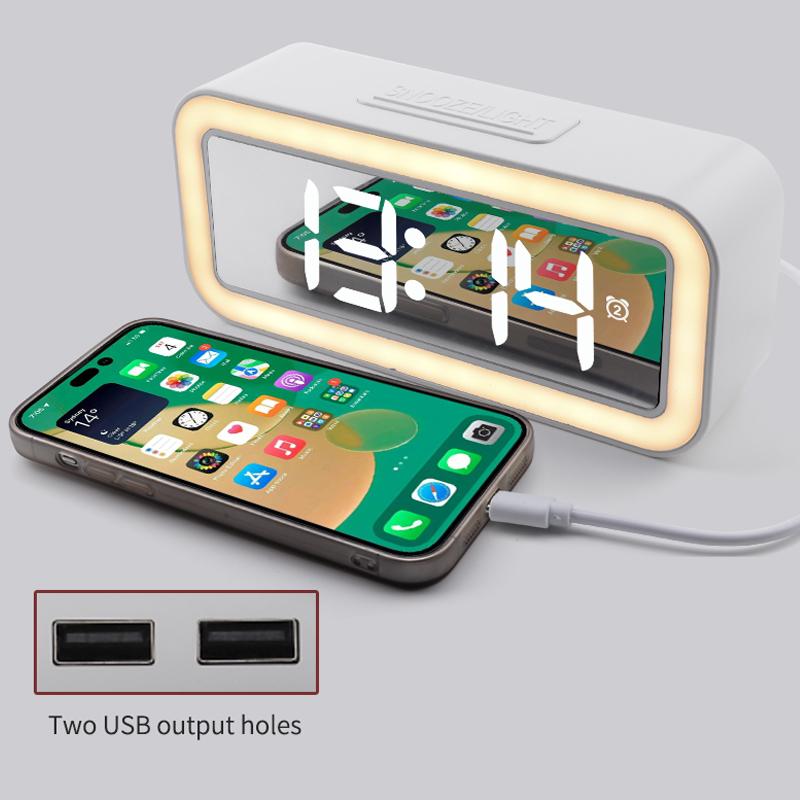 TS-3002 LED Digital Display Desk Clock Bedside Desktop Night Light Electronic Alarm Clock