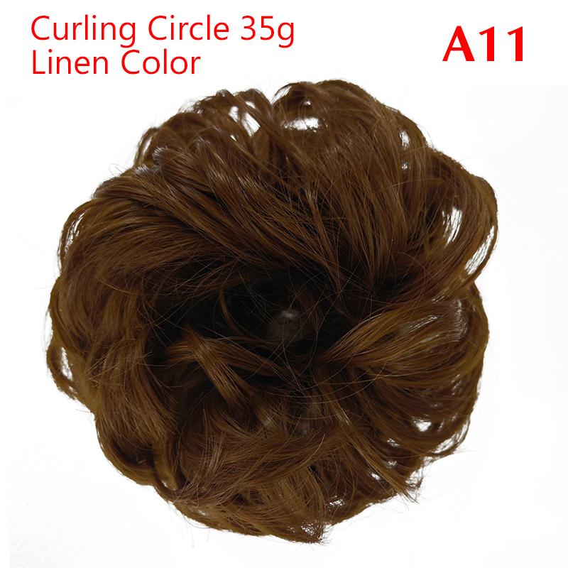 Συνθετικό Ακατάστατο Τεχνητό Κότσο Καθημερινής Χρήσης, Λαστιχάκια Μαλλιών, Ψεύτικο Ελαστικό Τεχνητό Κότσο, Καφέ Ντόνατ Κότσο για Γυναίκες