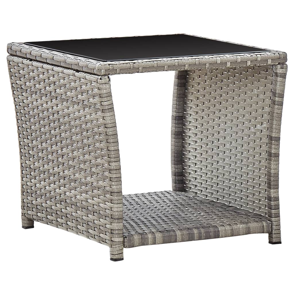 Couchtisch Grau 45 x 45 x 40 cm Polyrattan und Glas