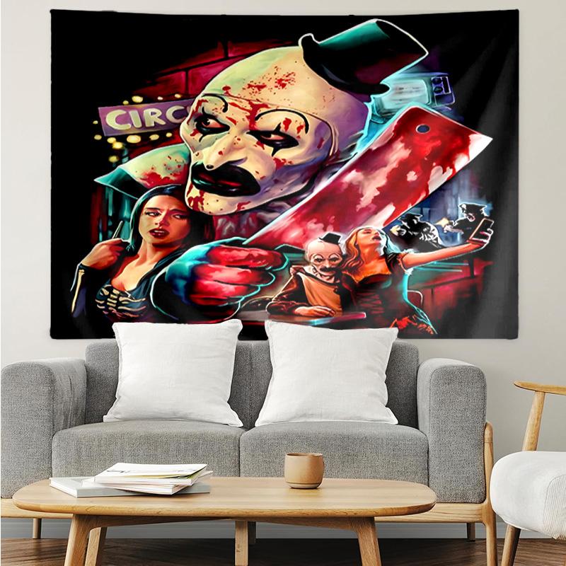 Art the Clown Terrifier1 Tapestry for Bedroom Aesthetic Classroom Tapestries Wall Hanging for Living Room Dorm Office,Ideal Creative Gift
