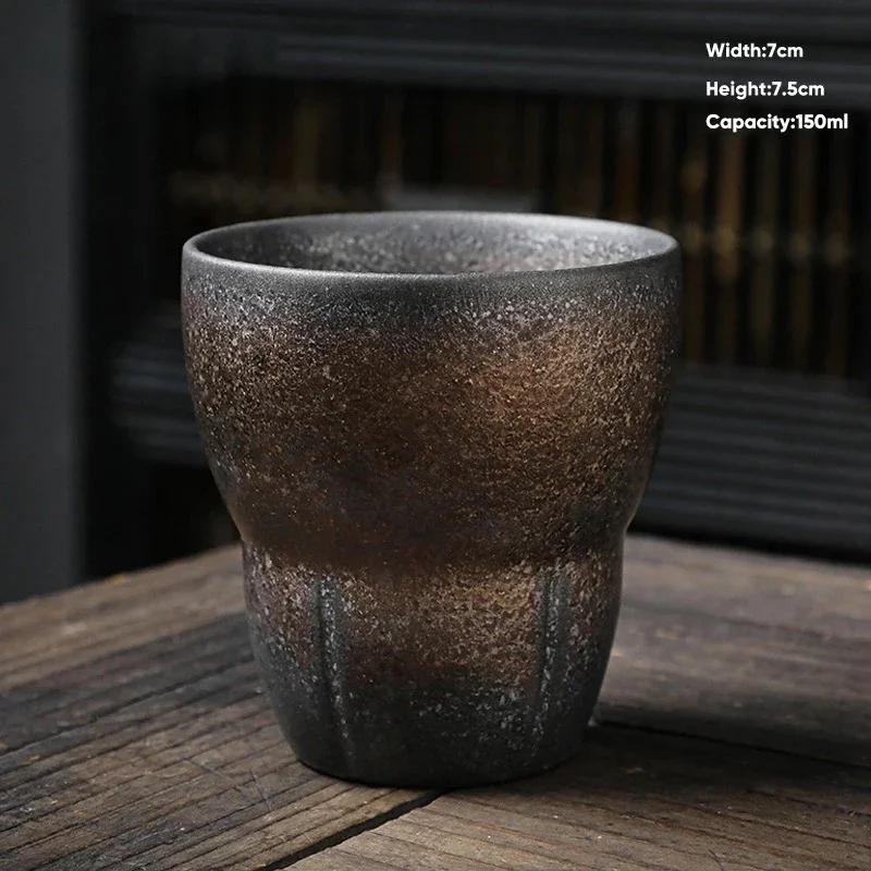 1pc 150ml Japanese Ceramic Coffee Cup Pottery Espresso Cups Vintage Kung Fu Tea Cup Office and Household Water Mug Wholesale