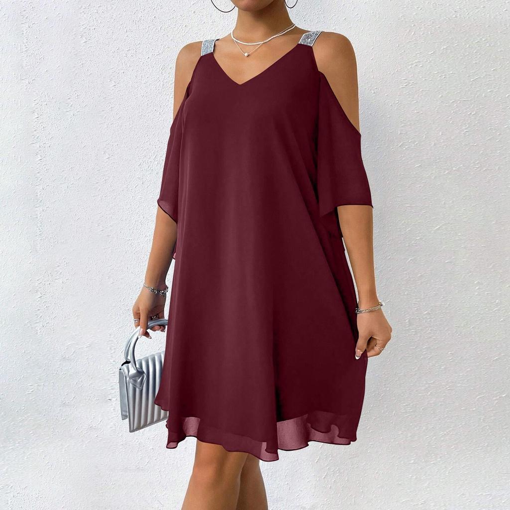 Women's Long Dress Maxi Dress Casual Dress Chiffon Dresses Swing Dress Casual Mature Outdoor Daily Date Ruffled Short Sleeve V-neck Dress