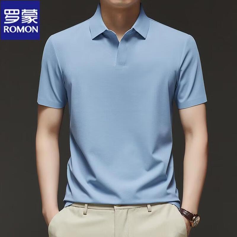 ROMON Men's Breathable Business Casual Polo Shirt