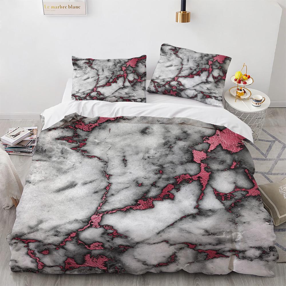 Colourful Marble Bedding Set Purple and Green Marble Duvet Cover Set Men Teens Boy Modern Abstract Art Polyester Comforter Cover