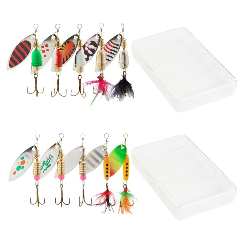 5 Stück lange Wurf-Metall-Drehköder mit Haken-Pailletten Künstliche Köder Harte Metall-Spinnerköder Einfach zu bedienen