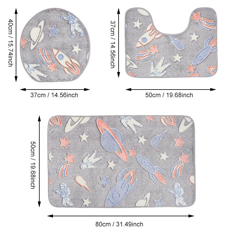 

3 шт./компл. Флуоресцентный Принт Коврик для Ванной Машинная Стирка Фланелевый Коврик для Ванной для Дома Коврик для Туалета Коврик для Украшения Ванной Комнаты