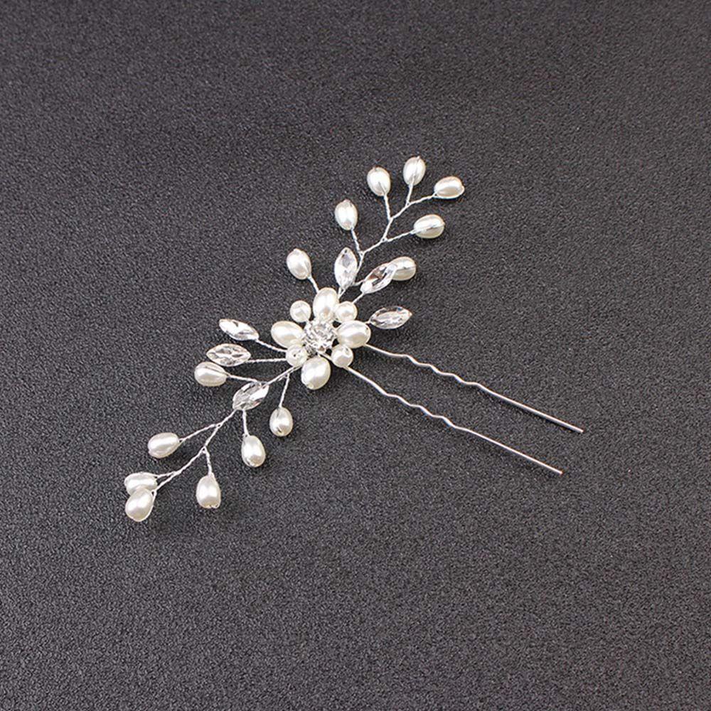 Handmade Women Rhinestone Simulated Pearl Crystal Hairpin Hair Accessories Hair Fork Headwear