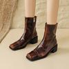 Fashion NEW Autumn/Winter Women Boots Square Toe Chunky Heel Boots Split Leather Shoes for Women Short Modern Boots Vintage Boots Women