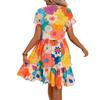 Amazon 2025 cross-border European and American women's clothing summer new floral print medium and long dress temperament dress