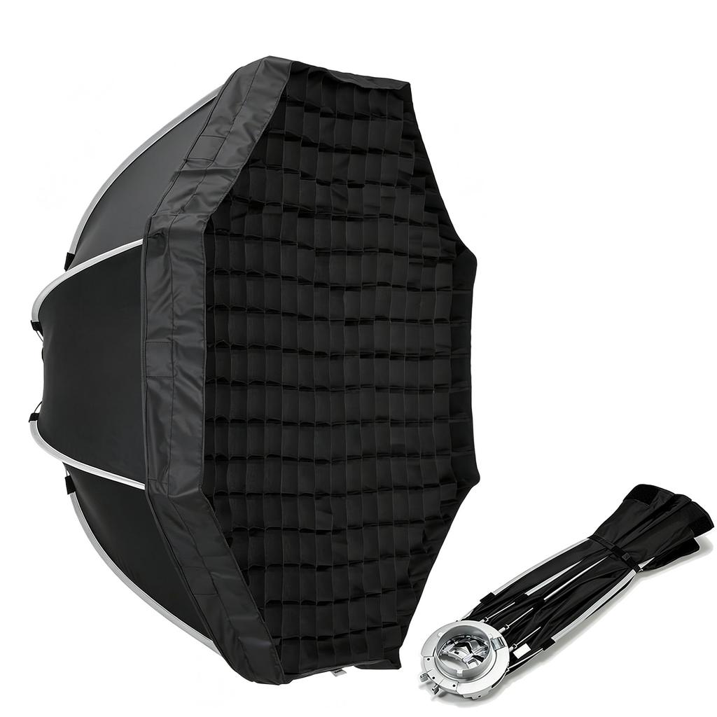 Octagonal Softbox with Bowens Mount 120cm Portable Foldable Quick Release Soft Box with Grid and Diffuser