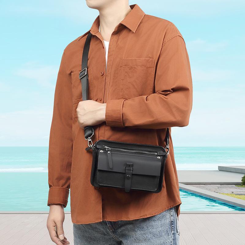 Genuine Leather Casual and Niche Men's Crossbody Bag Fashionable Commuting Top-grain Cowhide Men's Single-shoulder Bag