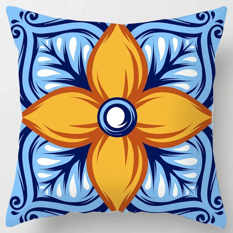 Colorful National Floral Antique Porcelain Print Pillowcase Comfortable Sofa Car Seat Cushion Cover Bohemian Hippie Home Decor