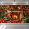 Christmas Fireplace Gift Themed Banner Decoration Background, Christmas Party, Home Decoration Photography Background Cloth