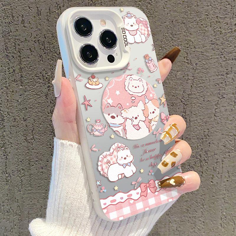 Silver Puppy Cartoon iPhone 17 Case for Apple 15 Pro Max, 14 Pro, 13, 16 Pro, Cross-Border Compatible