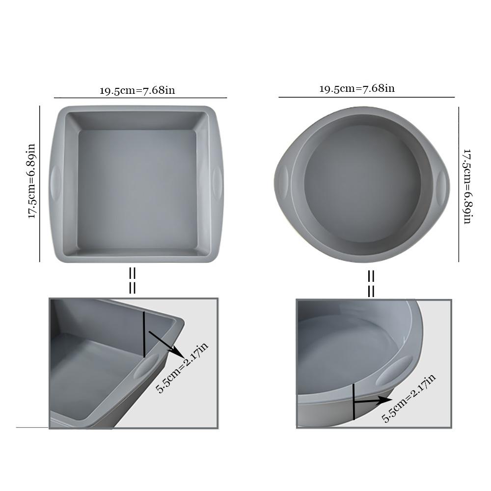2Pc Silicone Cake Mold Tray Pans Round Square Baking Mold Kitchen Silicone Nonstick Baking Pans Reusable Cake Pans Bakingt Tools
