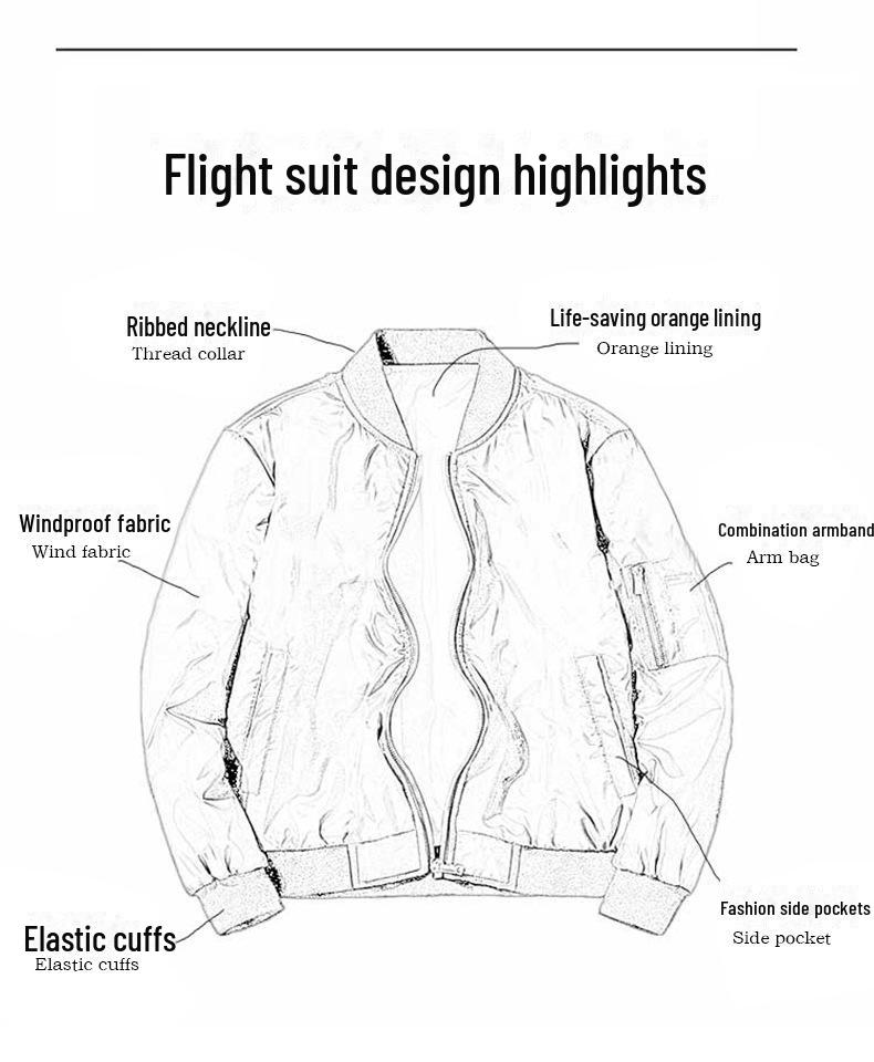 Men's MA1 Air Force Flight Jacket: Spring/Autumn Baseball Collar Workwear Coat