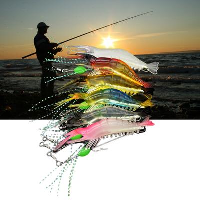 7 Pcs Saltwater Shrimp Fishing Lures Artificial Lures Silicone Soft Shrimp Baits for Freshwater Saltwater Durable