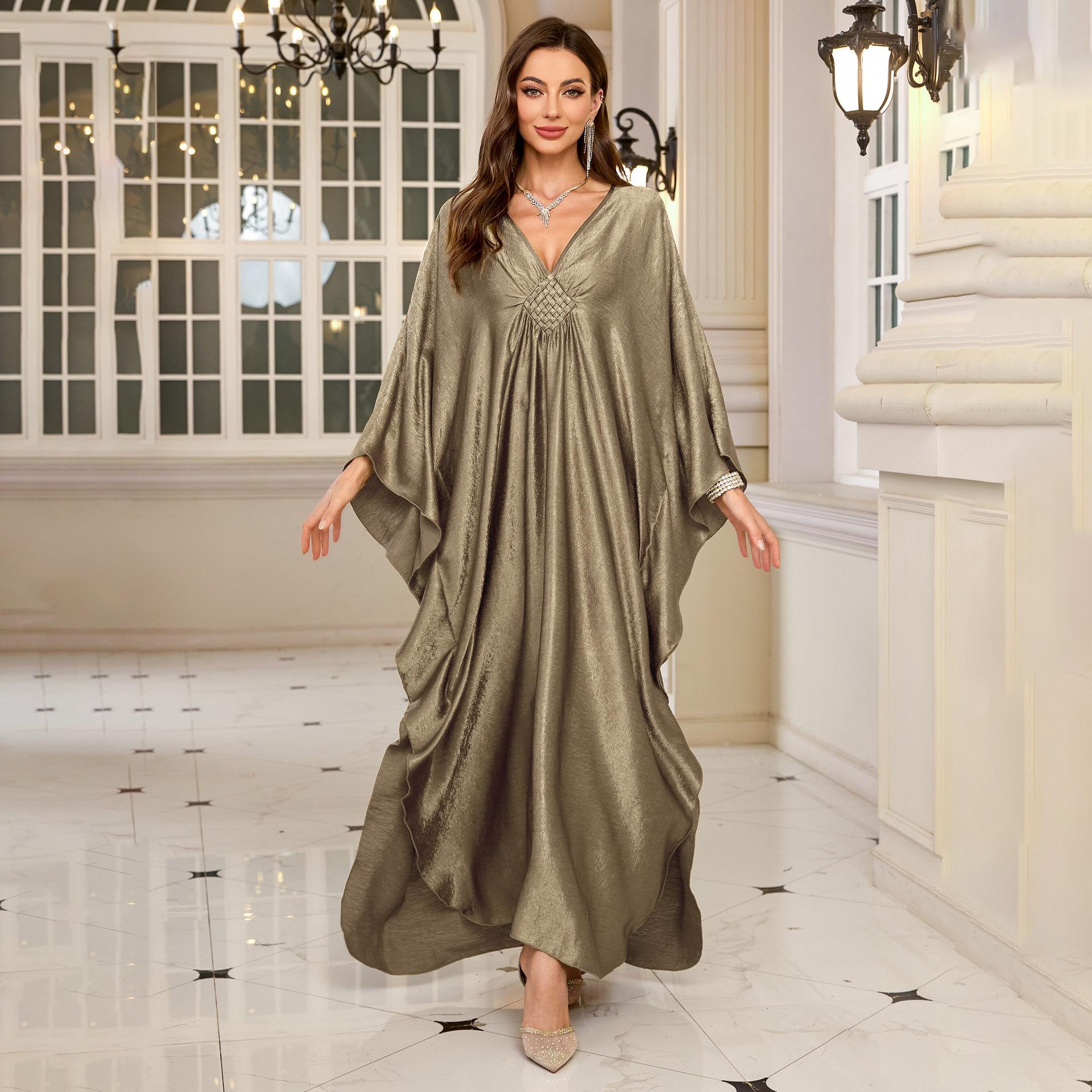 

Роскошные пляжные накидки, золотистые кафтаны для женщин, макси-платья ручной работы, летние праздничные купальные костюмы One Size серый