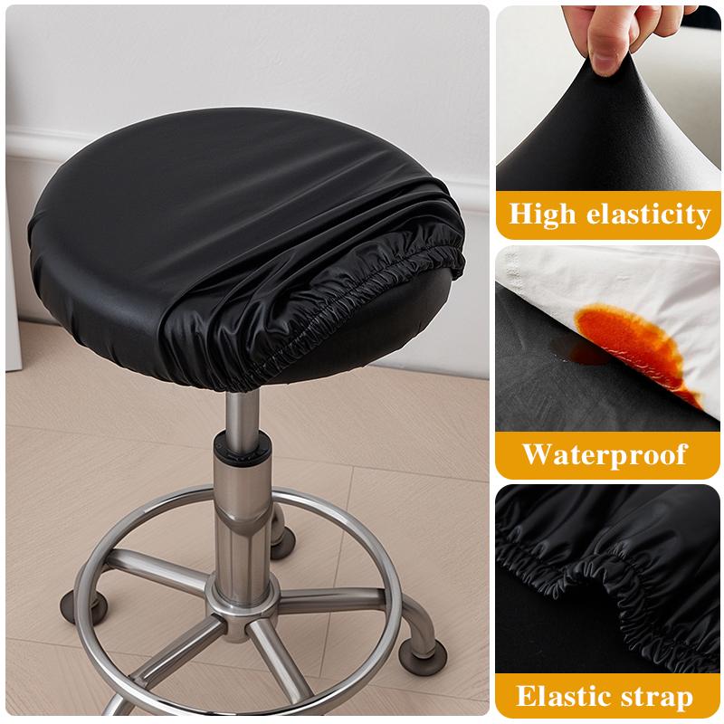 

Водонепроницаемый чехол для барного стула из ПУ, круглый чехол на подушку сиденья, эластичные чехлы на стул с нескользящим дном для бара, кухни, столовой