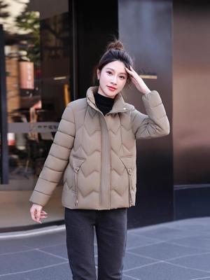 Women's Winter 2025 Korean-Style Cotton-Padded Short Jacket - Loose, Stand-Up Collar, Thickened Design