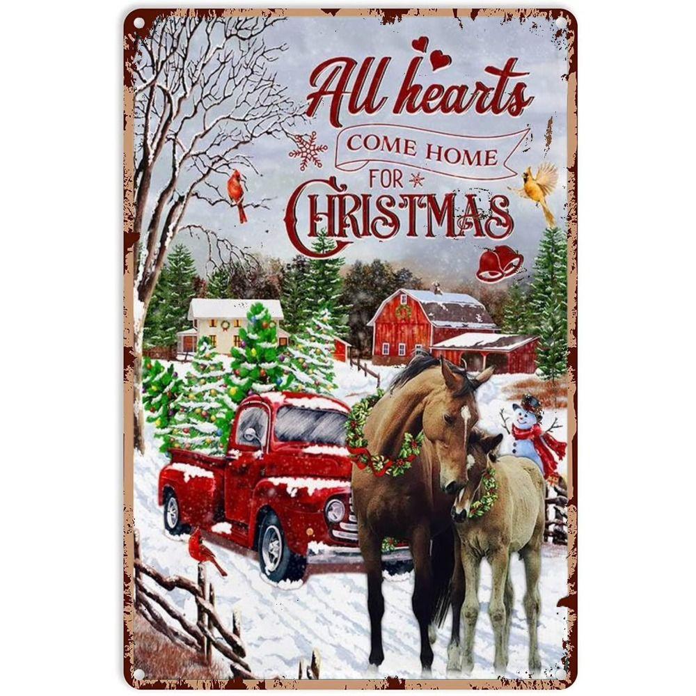 Metal Tin Sign Watercolor Christmas Tree Retro Wall Decor 20x30cm