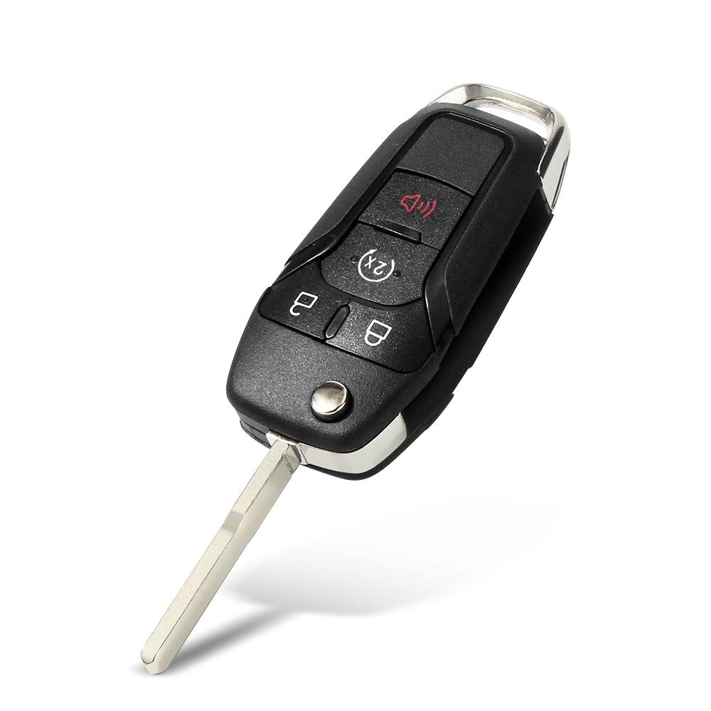 KEYYOU Funda de Llave Mando Plegable 2/3/4 Botones para FORD 2015-2019 F-150 Fusion F-250 F-350 Focus MK MK7 Explorer Ranger HU101