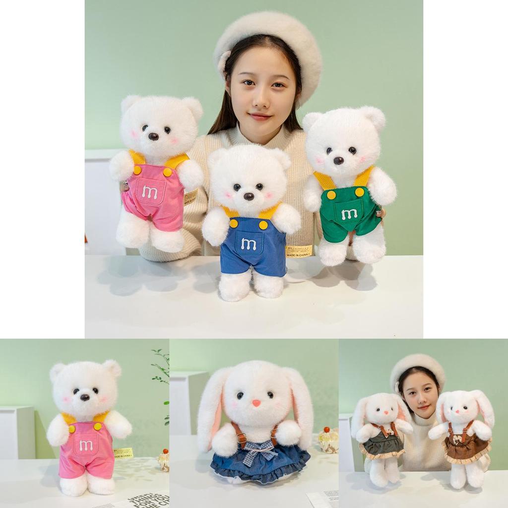 Overalls Cute Letter Teddy Bear Plush Toy Children Companion Toy For Gift