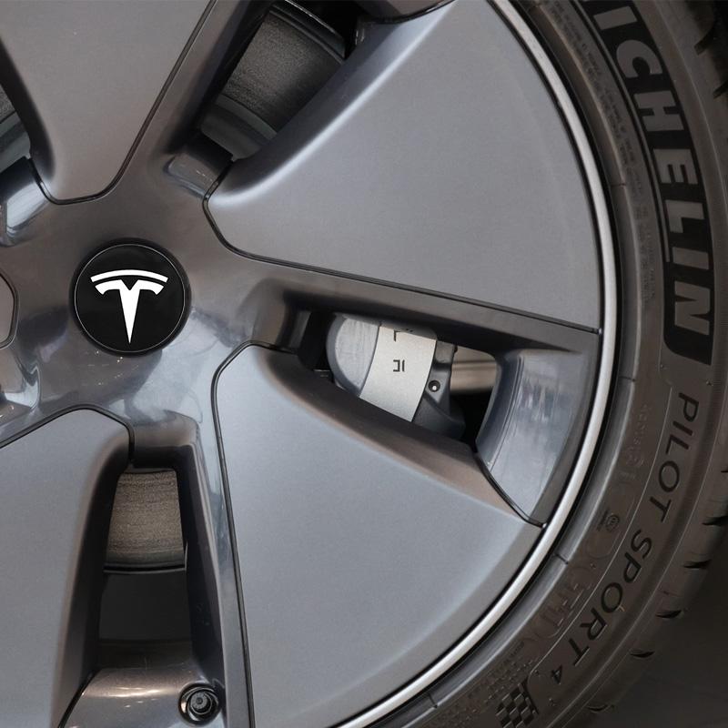 4Pcs Black Silver 56mm Car Wheel Center Caps Hub Cover For Tesla Model 3/Y/S/X Tesla Logo Hub Caps Wheel Hub Covers Accessories