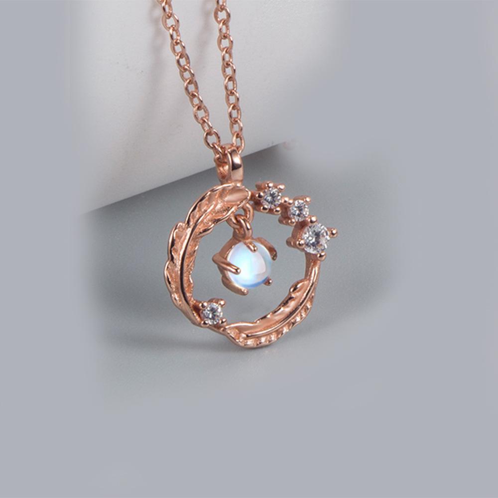 Moonstone Feather Your Accompanying Necklace Earrings Bracelet Set Female Style Feather Earrings Premium Romantic Bracelet