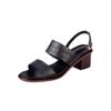 Open Toe Shoes Summer Women Sandals 2024 New Fashion Buckles Genuine Leather Thick Heels Pumps Buckles Party Basic Shoes Woman