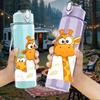 1PC Cute Giraffe Cartoon Print 750ml Color Plastic Sports Water Bottle Leakproof Flip Straw Lid Suitable for Sports Office Home Use